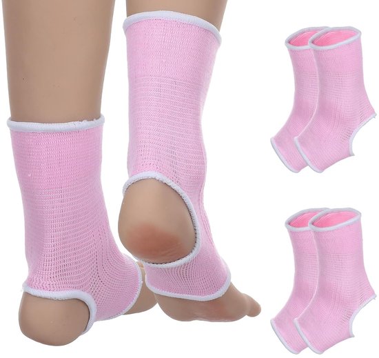 Ademende Enkelbandages voor Kinderen - Elastische Steun voor Verstuikte Enkels, Bescherming tijdens Sport en Dans, Hiel Sokken voor Meisjes 6-14 Jaar (Roze)