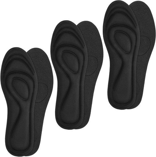 Ademende schokabsorberende inlegzolen voor dames en heren, 3 paar met voetboogondersteuning voor verlichting van voetpijn en optimaal comfort