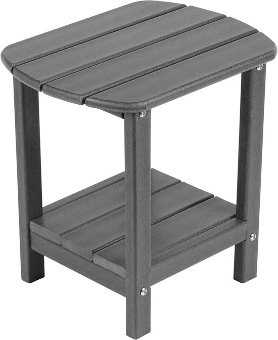 Adirondack Bijzettafel 41,9 cm Outdoor Bijzettafel HDPE Plastic Dubbel Adirondack Eindbureau voor Patio (Grijs)