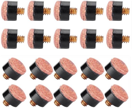 Allecto- biljartkeu accessoires - 20 stuks - vaste bits - biljartkeu - reserveschroeven - bruin. van Merkloos