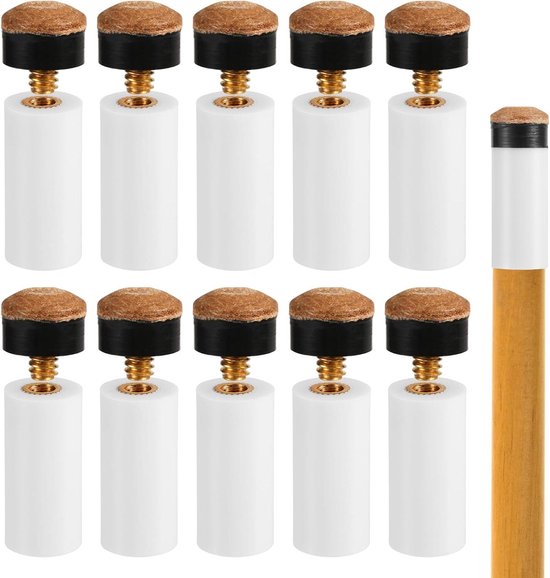 Allecto Plus - 10 stuks Poolkeu Pomerans 13mm - Witte Ferrules - Schroef in Pooltafel Accessoires