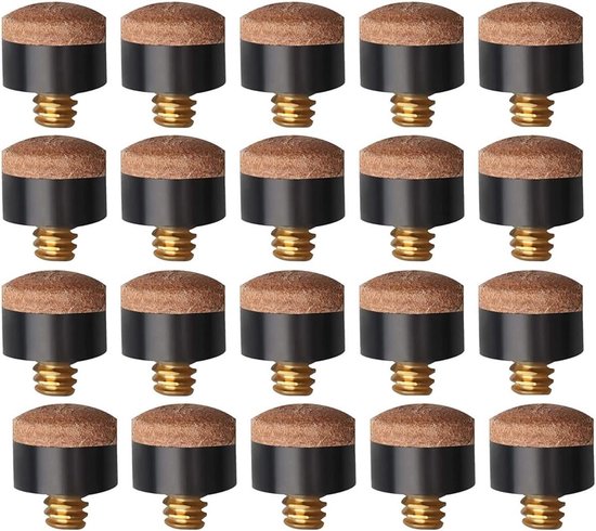 Allecto plus - 20 Stuks Biljartkeupunten van Hard Leer 10 mm - Vervangende Keu-punten - Snooker Biljartkeus - Schroefbaar