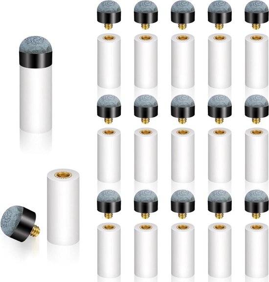 Allecto Plus - Biljartkeu-punten 16 stuks voor biljartstokken | 12mm keu tip voor pool- en snookerkeus (grijs) van Allecto Plus