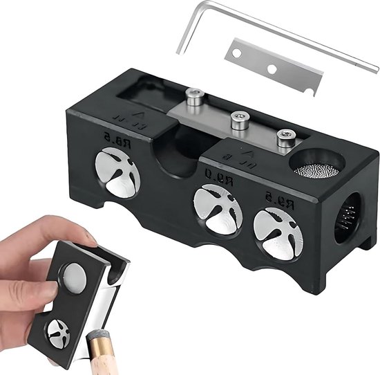 Allecto plus - Biljartkeu Tip Tool Set voor Onderhoud en Reparatie - Multifunctioneel Gereedschap voor Poolkeu Tips, Kunststof/Metaal, Zwart - 11-in-1 (8x3x3cm) van Merkloos