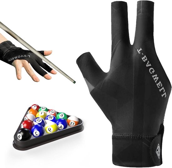Allecto Plus - Linker biljarthandschoen voor snooker - verstelbaar & antislip - ademend materiaal - zwart - biljartaccessoires van Merkloos