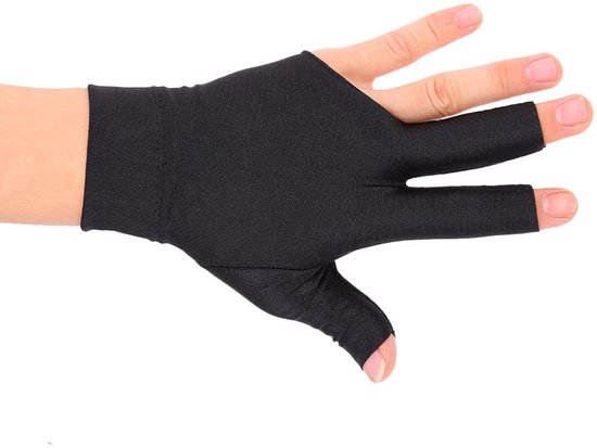 Allecto - Snooker Biljart Drievingerhandschoen - Linkerhand - Soepelere Slag - Open Spandex - Pool Keu Handschoen Accessoire - Geschikt voor Snooker