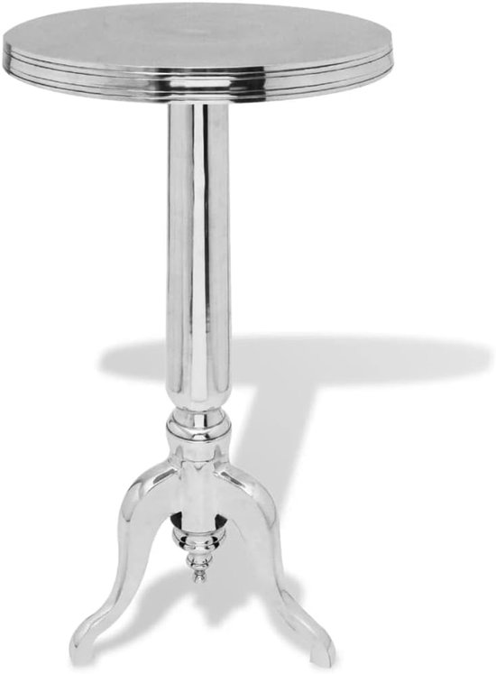 Aluminium bijzettafel zilveren bijzettafel rond aluminium met stabiele constructie voor woonkamer slaapkamer als nachtkastje of decoratieve tafel licht