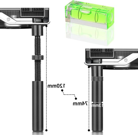 Aluminium GPU Houder voor Grafische Kaarten - Verstelbare Steun met Magneten en Geschikt voor 74-120mm Kaarten