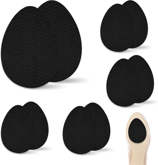 Antislip schoenzoolgrepen, zelfklevende rubberen pads voor betere grip, 10 stuks met golfdesign (zwart)