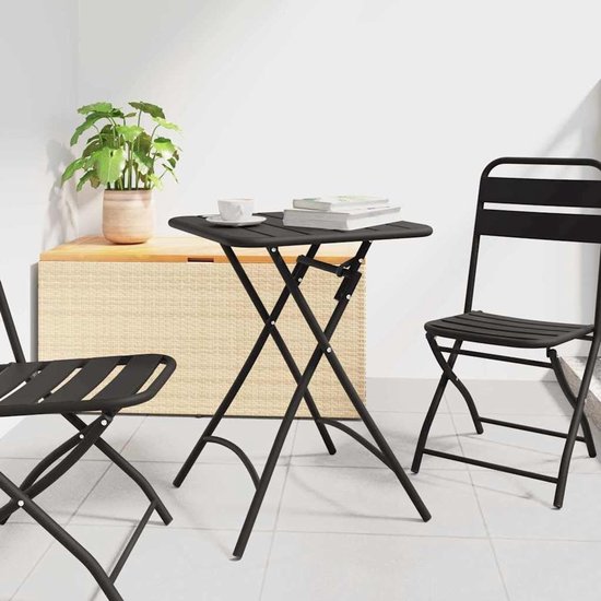 Antraciet 55 x 55 x 72,5 cm opvouwbare outdoor tafel van gepoedercoat staal voor terras tuin balkon praktische bijzettafel met modern design direct