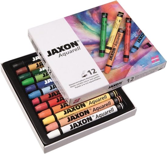 Aquarel Waskrijt Set van 12 - Wateroplosbaar, Hoge Kleurglans, Voor Kunstenaars en Hobbyschilders van Merkloos