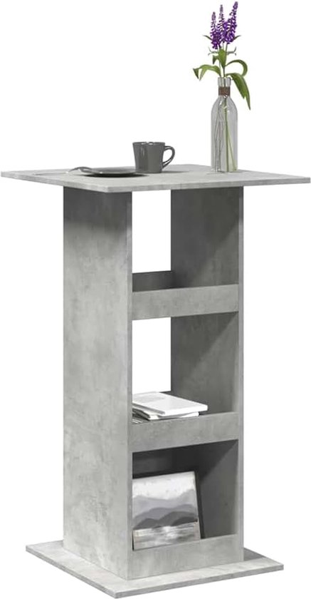 Arredo Opbergbox voor tafel, grijs, beton, 60 x 60 x 102 cm, meerlaags, tuintafel, terrastafel, eettafel, keukentafel, tuintafel