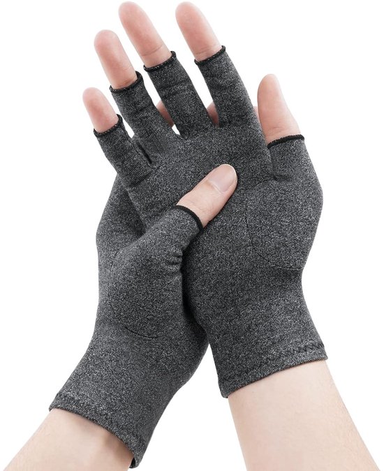 Arthritis Handschoenen voor Pijnverlichting - Ademend, Comfortabel en Vingerloos Ontwerp voor Ondersteuning en Warmte (L)