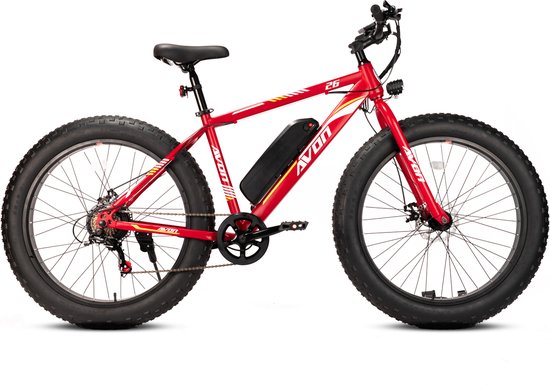 Avon X6 250w E-bike Fatbike 250w Motor 26 Inch Rood Gratis Rijklaar Bezorgd van Avon