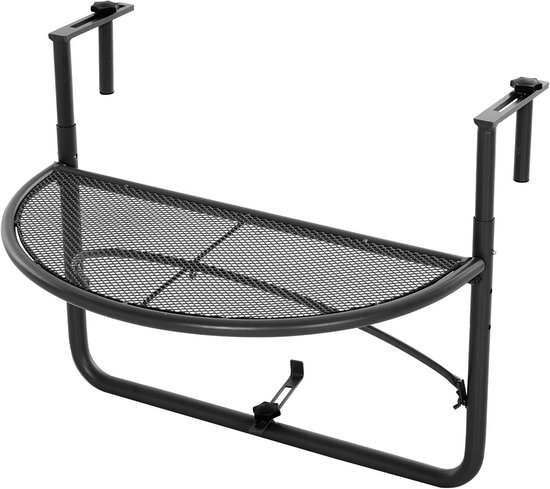 balkon hangtafel hangtafel in hoogte verstelbaar halfrond Ø30 cm terras metaal zwart 60 l x 45 b x 50 h cm
