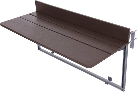 Balkonhangtafel, balkonklaptafel, hangtafel met 5-voudig in hoogte verstelbaar, balkontafel voor terras en tuin, aluminium profiel, leuningtafel (60 x 37 cm)