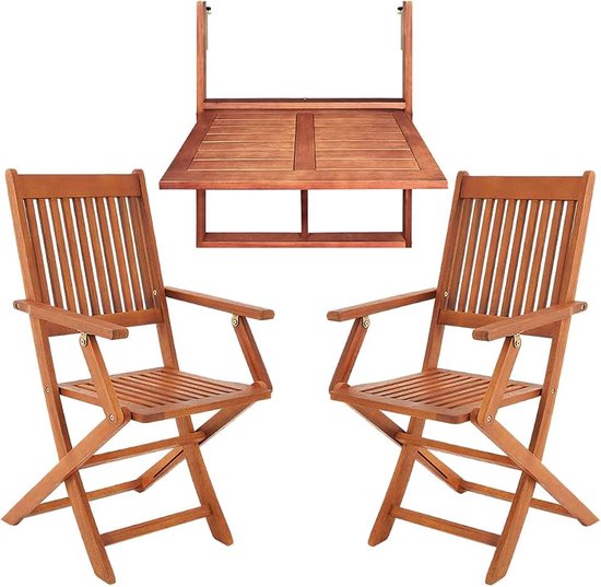 Balkonset 3-delig FSC®-gecertificeerd Acaciahout Weerbestendig Inklapbaar 65x45x87cm Balkon Tuin Terras Bruin