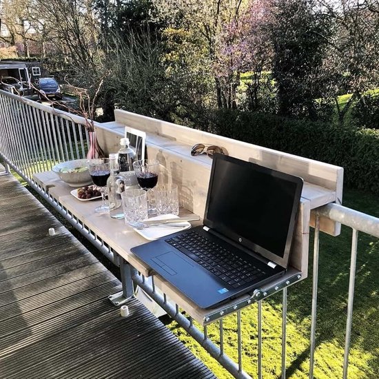 Balkontafel - Balkonbar - Balkon tafel - 145 cm - Hout - Grey wash - Reling Extra Breed