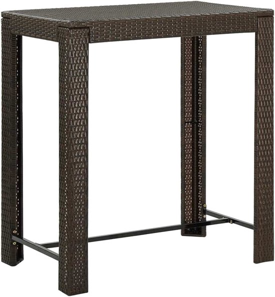 Bartafel, 100 x 60,5 x 110,5 cm, van PE-rotan met gepoedercoat stalen frame, ideaal voor tuin, terras en keuken, onderhoudsvriendelijk en stabiel