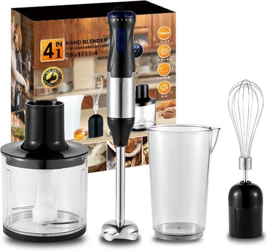 Bealive® Keuken Staafmixer 4 In 1 set - Handmixer - 1000W - Keuken accessoires - Smoothie Stick Mixer van Bealive