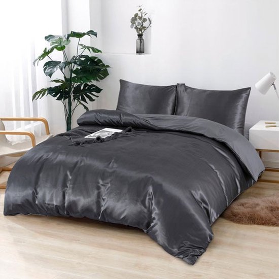 Beauty Silk - Dekbedovertrek Satijn - Antraciet - 240x200/220 van Beauty Silk