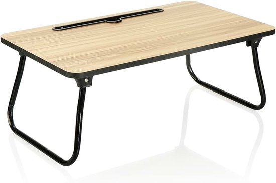 Bed serveertafel - moderne knietafel - opklapbare bedtafel met tablethouder - bijzettafel, bedblad (1 stuk - bruin)