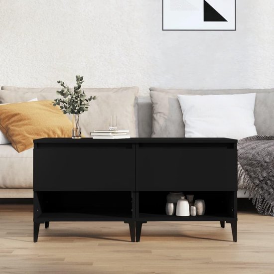 Bijtafel Bijtafel Salontafel Bijzettafels 2 stuks Zwart 50x46x50 cm Houtmateriaal voor Woonkamer, Slaapkamer, Studie