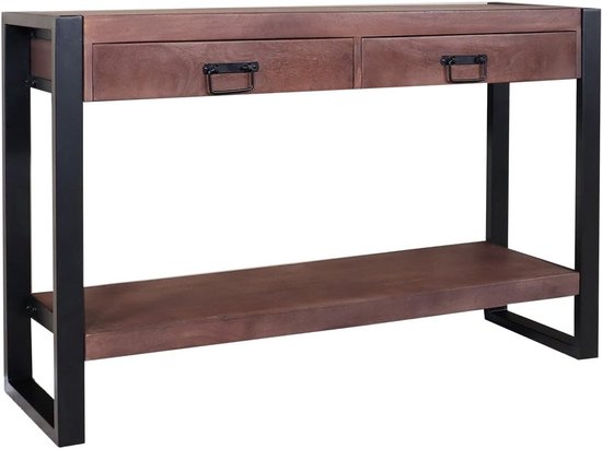 Bijzettafel 120cm duurzaam mangohout Vera walnoot industrieel side table