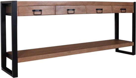 Bijzettafel 180cm duurzaam mangohout Vera bruin industrieel side table