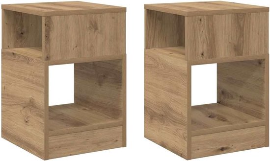 Bijzettafel 2 stuks tafeltje hout 30,5 x 30 x 45 cm modern