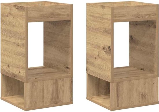Bijzettafel 2 stuks van materiaal hout 30x30x56 cm voor woonkamer