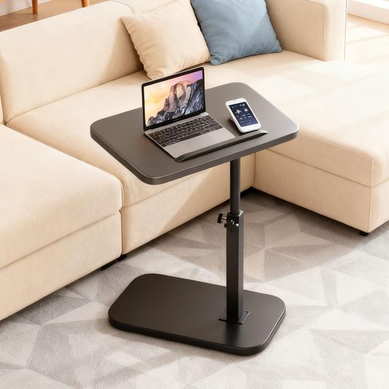 bijzettafel 360° draaibaar & in hoogte verstelbaar (45–80 cm), multifunctionele sofatafel met metalen frame, nachtkastje & salontafel voor woonkamer, slaapkamer & kantoor
