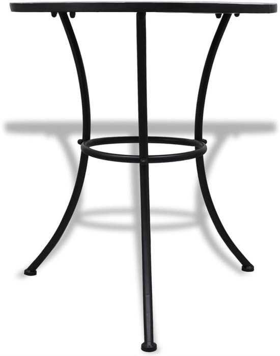 Bijzettafel blauw wit 60 cm, bistrotafel met keramische mozaïekplaat voor balkon en tuin, stabiel gepoedercoat ijzeren frame, gemakkelijk te reinigen en eenvoudig te monteren