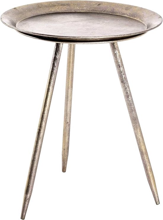 Bijzettafel brons, metaal - Maat: H 47 cm x Ø 38 cm, Stijl: Modern