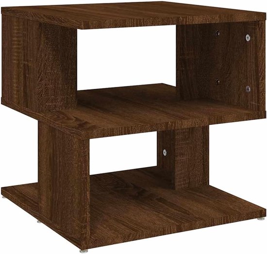 Bijzettafel bruin eiken 40 x 40 x 40 cm met plank
