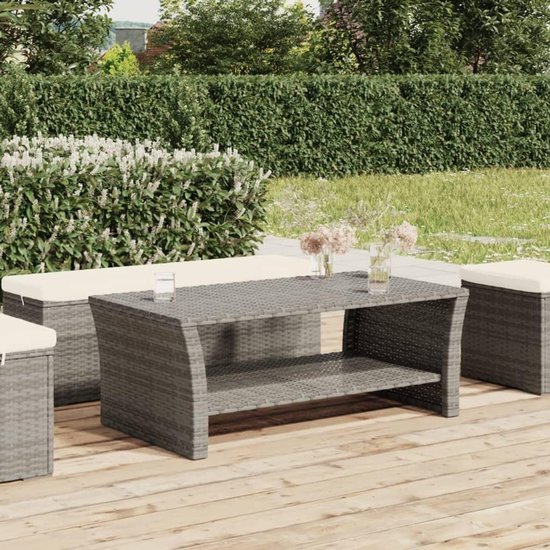 Bijzettafel, decoratie, woonkamer, woonkamertafel, salontafel, grijs, 100 x 50 x 40 cm, polyrotan, geschikt voor woonkamer, slaapkamer, kantoor