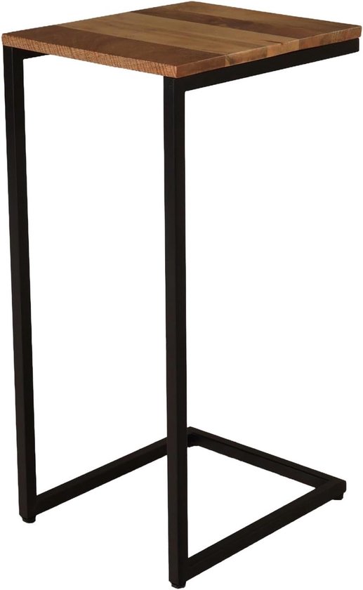 Bijzettafel industrieel Jerry 70cm lichtbruin duurzaam mangohout laptoptafel mango side table