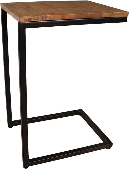 Bijzettafel Jerry 55cm lichtbruin duurzaam mangohout laptoptafel mango side table