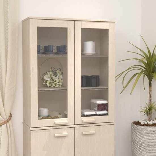 Bijzettafel kasten buffet kasten keuken kasten highboard top Hamar honingbruin 85x35x100 cm massief hout voor woonkamer, eetkamer en keuken