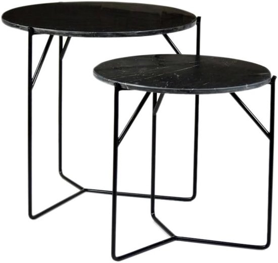 Bijzettafel - Mason Marble Black/Black Set van 2