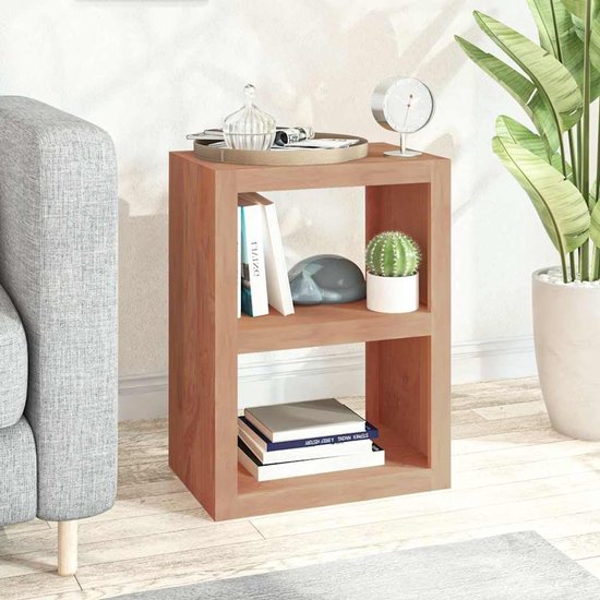 Bijzettafel massief hout teak, opbergtafel 45x30x60 cm, bruin