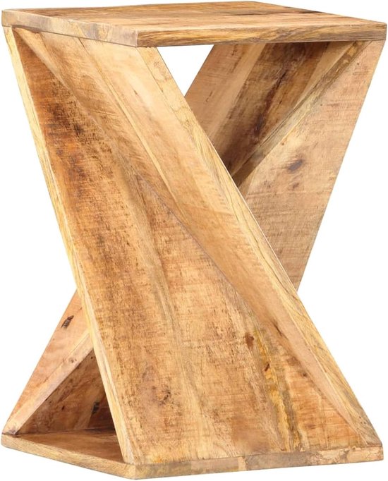 Bijzettafel met gedraaid design telefoontafel nachtkastje bloementafel nachtkastje houten tafel 35 x 35 x 55 cm massief hout mango