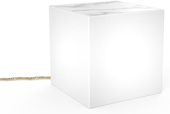 Bijzettafel met jute kabel, koudwit, voor binnen en buiten, decoratie voor het terras (marmereffect)