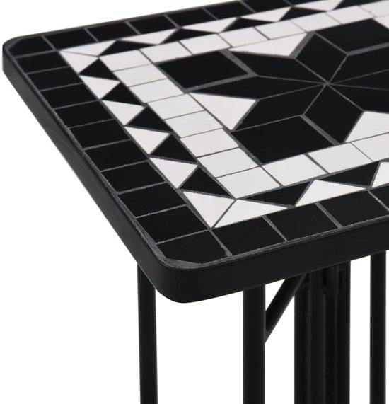 Bijzettafel mozaïek keramiek zwart wit