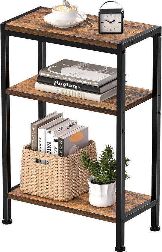 Bijzettafel Nachtkastje en Opbergruimte, Bijzettafel voor Bank, Kleine Tafel voor Woonkamer,Slaapkamer, Keuken en Balkon – Ideaal voor Smalle Ruimtes
