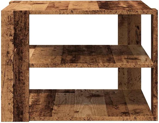 Bijzettafel, oude houtlook met opbergruimte, materiaal op houtbasis, 58 x 58 x 40 cm, robuuste koffietafel voor woonkamer en eetkamer, perfect voor tijdschriften, boeken en