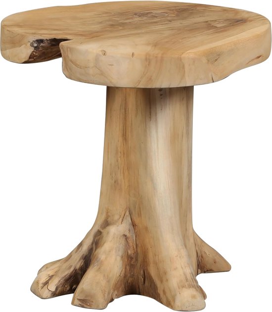 Bijzettafel, plantenstandaard, salontafel, woonkamertafel, opbergtafel, wortelhout, massief hout, teakhout, 40 × 40 × 40 cm