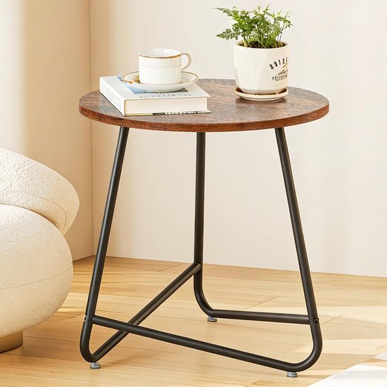Bijzettafel rond, metaal, kleine tafel,banktafel, woonkamertafel voor