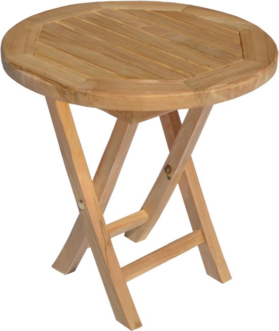 Bijzettafel, rond, teakhout, 50 cm, LOMBOK