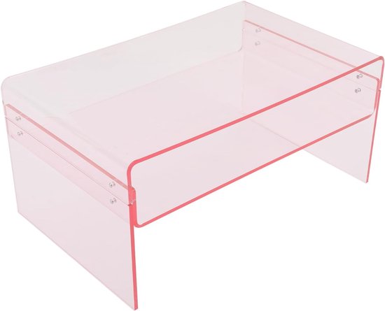 Bijzettafel salontafel 80x50x38cm 2-traps roze